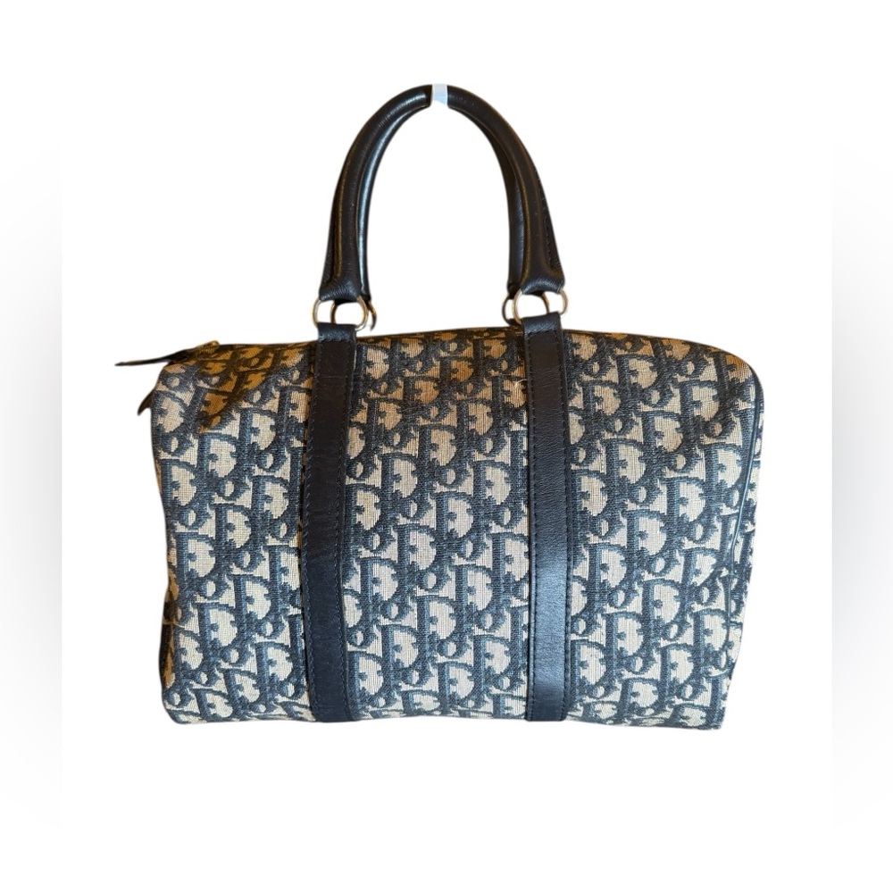 Dior vintage Trotter Oblique Boston bag Navy Speedy type hand bag